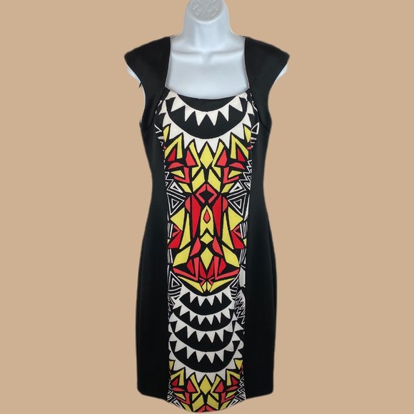 Sangria - Black / Multicolor Print - Bodycon Dress - Picture 1 of 6